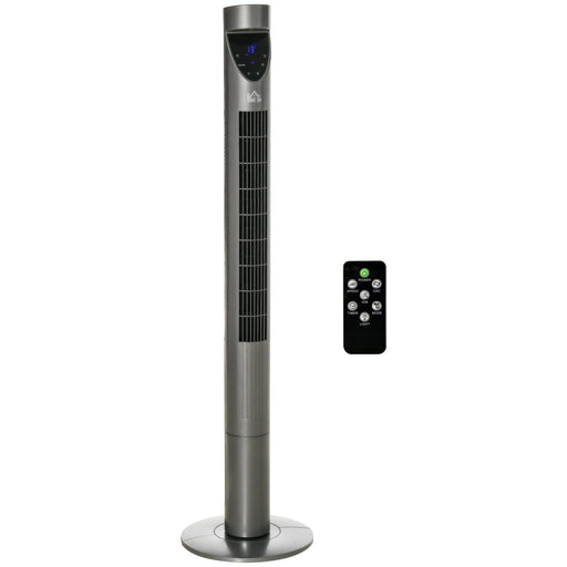HOMCOM 46" Tower Fan with 3 Speeds, 12h Timer, Oscillating, LED Display and Remote Control - Grey - Green4Life