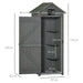 Outsunny Fir Wood Shed with 3 Shelves 77 x 54 x 179cm - Grey - Green4Life