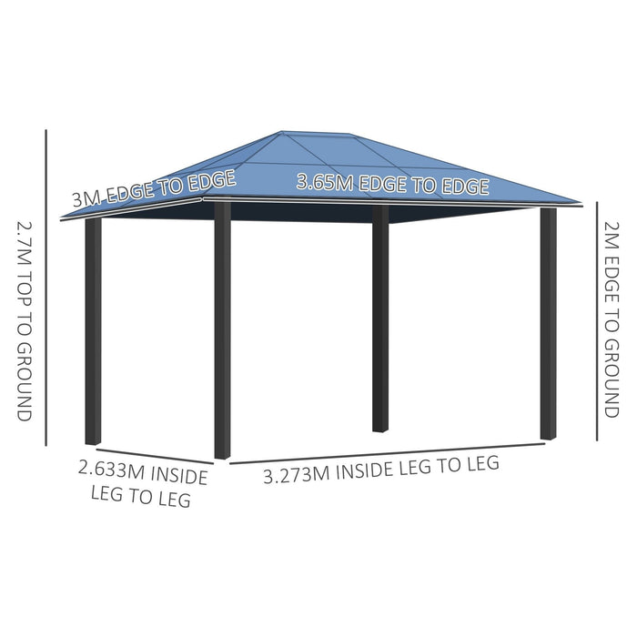 Outsunny 3.6 x 3(m) Gazebo with Polycarbonate Roof, Removable Curtains and Steel Frame - Brown - Green4Life