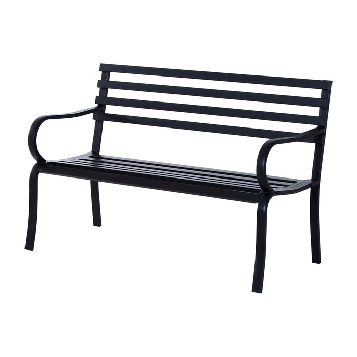 Outsunny 2 Seater Metal Garden Bench - Black - Green4Life