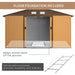Outsunny 13 x 11 ft Metal Shed with Foundation and Ventilation Slots - Brown - Green4Life