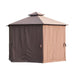 3 x 3(m) Hexagon Gazebo with 2-Tier Roof & Side Panels - Brown - Green4Life