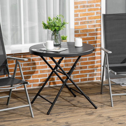 Foldable Round Garden Table for 4 with Plastic Tabletop and Steel Frame 80 x 80 x 73 cm - Dark Grey - Green4Life