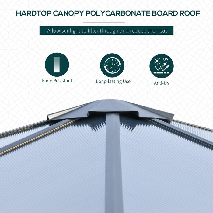 Outsunny 3 x 3(m) Hardtop Gazebo with UV Resistant Polycarbonate Roof - Black/Dark Grey - Green4Life