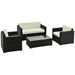 Outsunny 4-Seater Rattan Sofa Set - Black - Green4Life