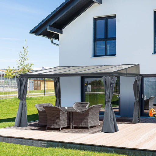 4 x 3(m) Pergola Polycarbonate Roof with Side Curtains - Grey - Green4Life