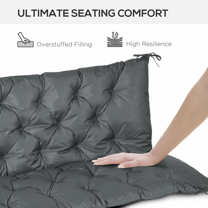 3 Seater Cushion with Ties 98L x 150W cm - Dark Grey - Green4Life