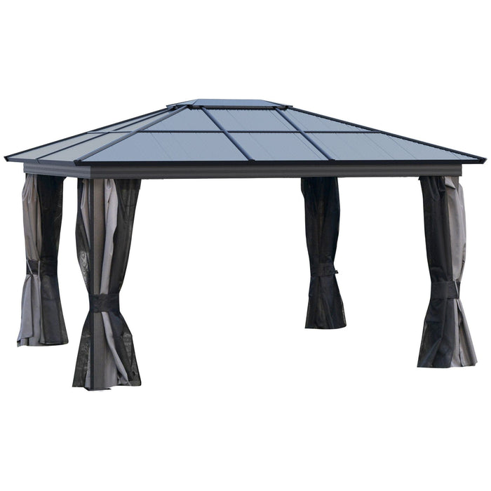 Outsunny 4 x 3.6m Hardtop Gazebo with UV Resistant Polycarbonate Roof - Black - Green4Life