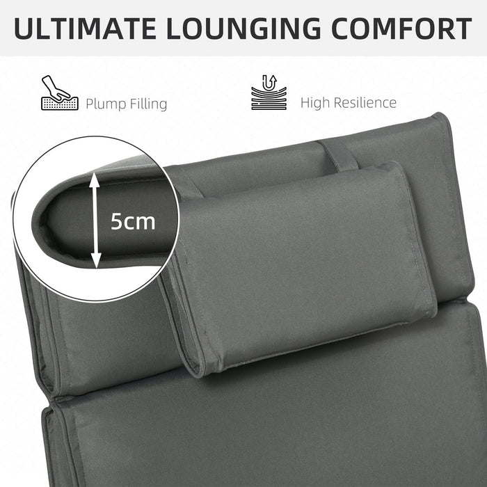 Sun Lounger Cushion Replacement with Pillow - Grey - Green4Life