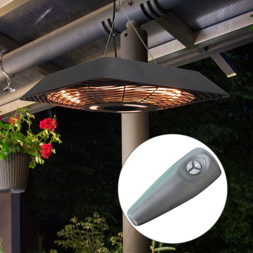 Outsunny 2000W Electric Hanging Patio Heater with Remote Control - Black - Green4Life