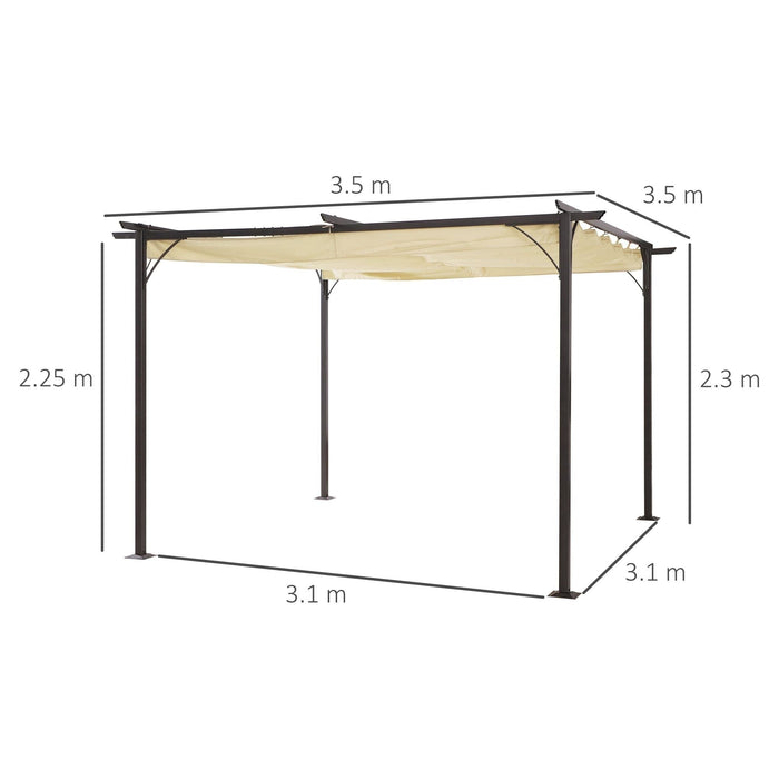 Outsunny 3.5 X 3.5(m) Pergola with Retractable Canopy - Beige - Green4Life