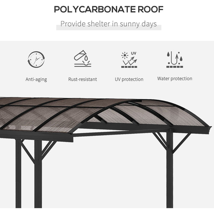 5 x 3(m) Pergola with Polycarbonate Roof and Aluminium Frame - Brown - Green4Life