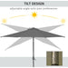 Outsunny 2.7m Tilting Parasol with LED Lights - Grey - Green4Life