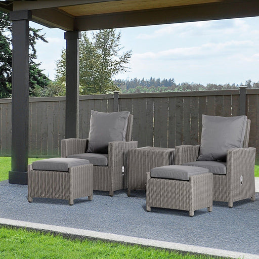 Outsunny 2 Seater Outdoor PE Rattan Lounge Set with Coffee Table - Grey - Green4Life